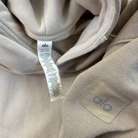 Alo Yoga Make Waves Hoodie Ivory Bone Gravel XS Womens / XXS Mens Sweatshirt EUC - Picture 8 of 16